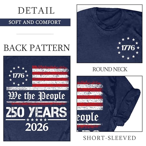 Image of Ithalt Patriotic Plus Size Shirts for Women 250th Anniversary USA Shirts American Flag Tshirt USA Short Sleeve Tops