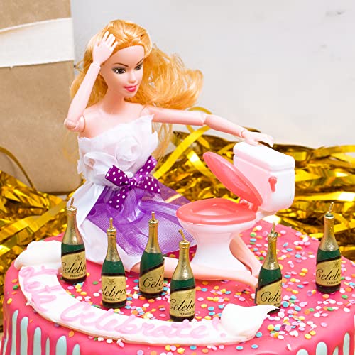 Drunk Doll Cake Toppers | Funny Decoration Kit For Celebrating A Bachelorette Party Or Any Birthday 21 And Up (8 Piece Set)(Not Edible)(Barbie Like)(Blonde) #TOP7