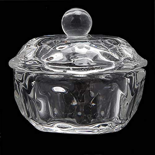 2Pcs Clear Nail Art Acrylic Liquid Powder Dappen Dish Bowl Glass Crystal Cup Glassware with Lid for Nail Art Manicure Care Tools