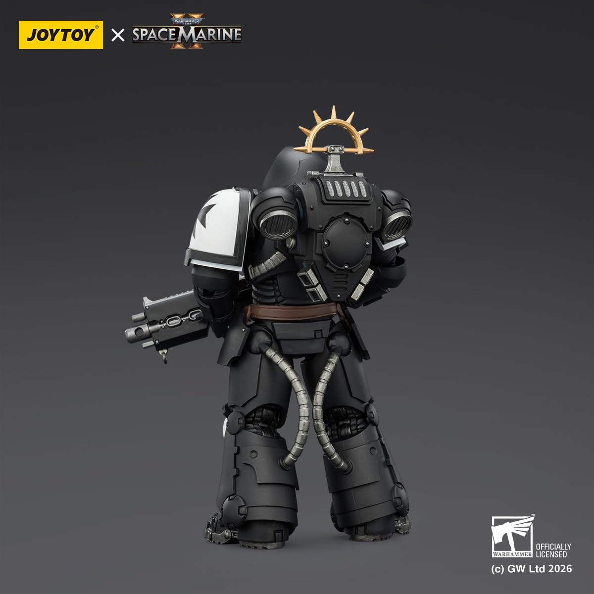 HIPLAY JOYTOY Warhammer 40,000: Space Marine 2 Black Templars Heavy Intercessor z ciężkimbinem bolt i pistoletem bolt (JT03721 Edycja Gry) Figurka akcji 1/18