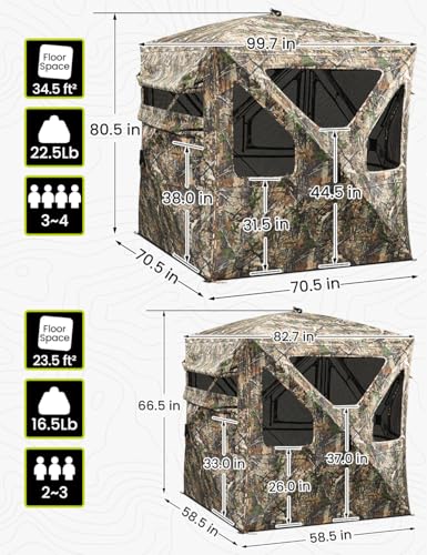 Image of TIDEWE Hunting Blind 360 See Through, Pop Up Ground Blind with Large Door