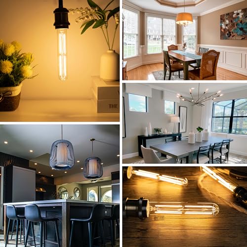 Image of Tubular Light Bulb 7.3 Inch Dimmable T10 LED E26 6W 60 Watts Edison Bulbs | 2700K Warm White,185mm Long for Wall Sconces, Pendant, Livingroom 16-Pack