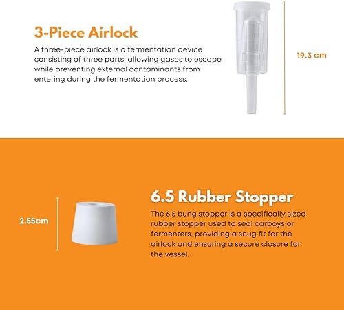 Miniatura 4 de Home Brew Ohio fermentador de vino de vidrio incluye tapón de goma y cierre de aire capacidad de 1 galón