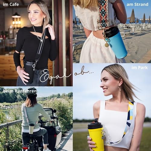 GADGETTO Zestaw kubków termicznych premium | z uchwytem na kubek do zawieszenia | 500 ml | funkcja utrzymywania ciepła przez 6 godzin | szczelny | turkusowo-różowy | wskazówka na prezent na Boże