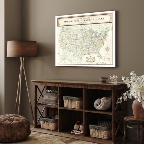 Image of DECORARTS - Push Pin Travel Map USA, US Maps for Wall, Colorful Classic United States Pin Board Canvas Wall Art, Giclee Print on Canvas, Handcrafted in USA, 30x24''