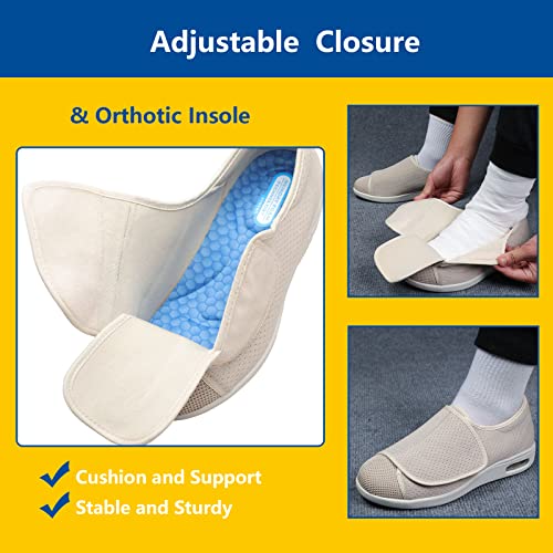 Lightweight Walking Sneakers, Adjustable Warm Plush Wide, with Arch Support, for Elderly Swollen Feet Outdoor3