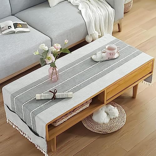 RofHaus Nappe en coton et lin avec poche latérale pour objets, rectangulaire, anti-tache, nappe de...