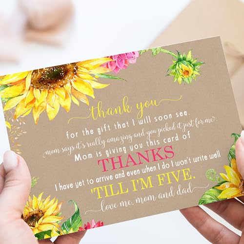 Sunflower-Baby-Shower-Thank-You-Cards-with-Envelopes-15-Pack-Blank-Notes-with-Prefilled-Message-for-Girls-Rustic-Cute-Stationery-Set-4×6-Notecards-for-Personalizing-Registry-Gifts Sunflower Baby Shower Thank You Cards with Envelopes 15 Pack Blank Notes with Prefilled Message for Girls Rustic Cute Stationery Set 4×6 Notecards for Personalizing Registry Gifts