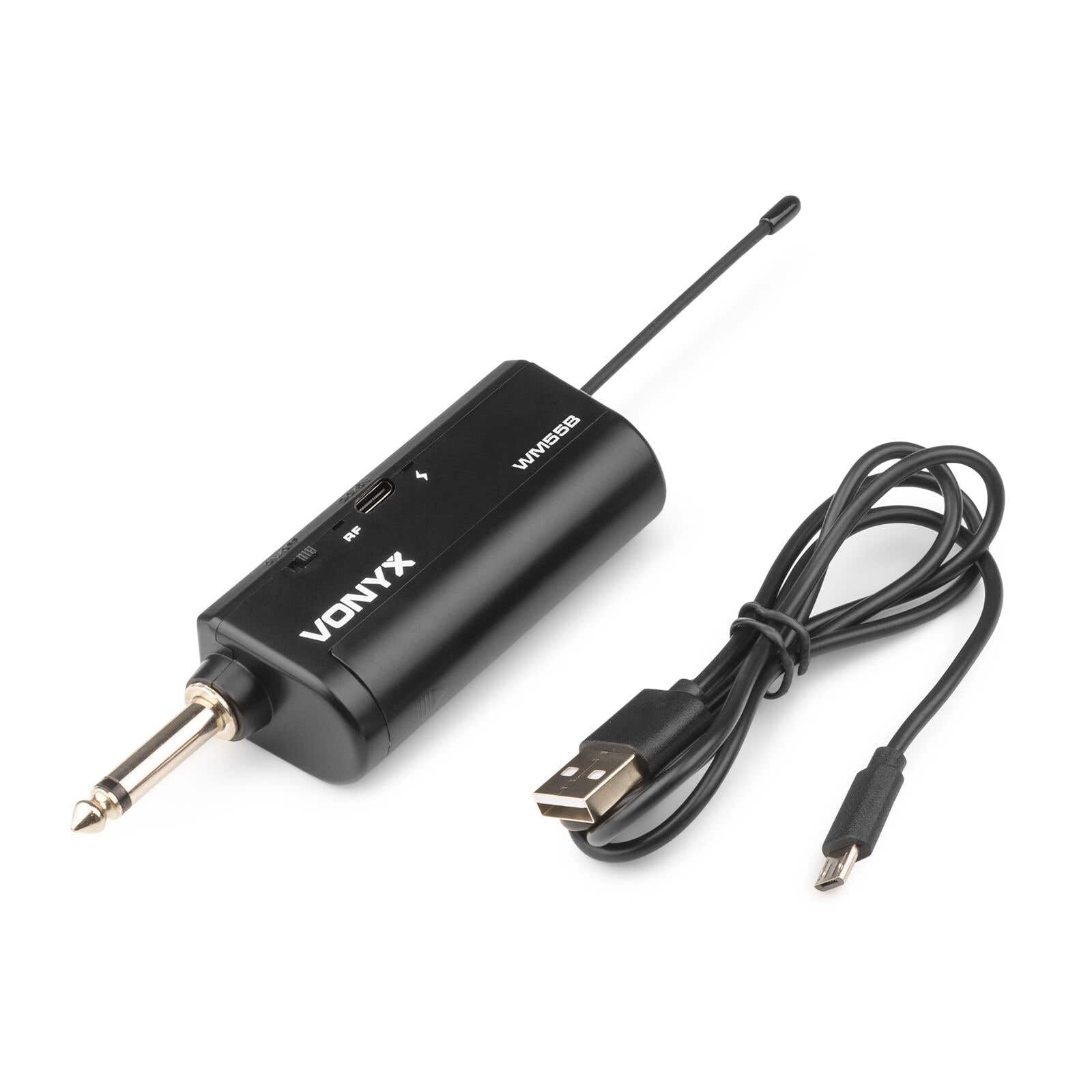 VONYX WM55B Ensemble Microphone sans Fil UHF avec Émetteur BodyPack - Micro Cravate, Micro Casque, Récepteur sans Fil Jack 6,35 mm, 10 Canaux, Idéal pour Les Plateaux TV, Productions, Animateurs