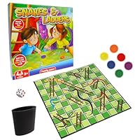 Classic Snakes & Ladders - Game for Children and Adults, Traditional Family Game, Foldable Board, Instructions Included, Foldable Compact