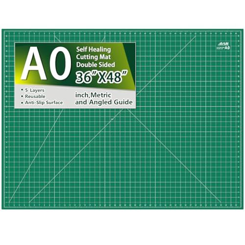 ArtAt Self Healing Cutting Mat: 48″x 36″ Green Double Sided PVC Non-Slip 5 Layers Craft Mat for Maximum Healing - Great for Sewing & Quilting & Scrapbooking and Craft & Art Projects…