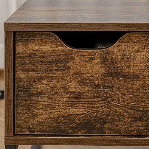 HOMCOM Extendable Coffee Table Lift Top Desk w/Hidden Storage Compartment Drawer Metal Frame - Brown
