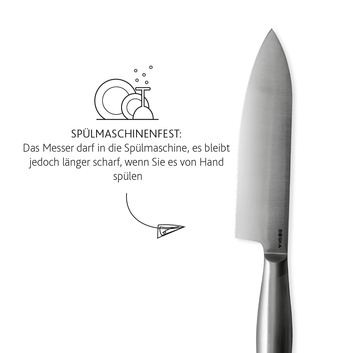 BOSKA Küchenmesser set Copenhagen 5-teilig - Kochmesser - Messerset - Inkl. Brotmesser - Scharfes Küchenmesser - Edelstahl - Messer - Spülmaschinenfest