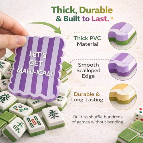 4 Pcs Mahjong Shuffler Cards, Thick PVC Scalloped Tile Mixer miniatura 4
