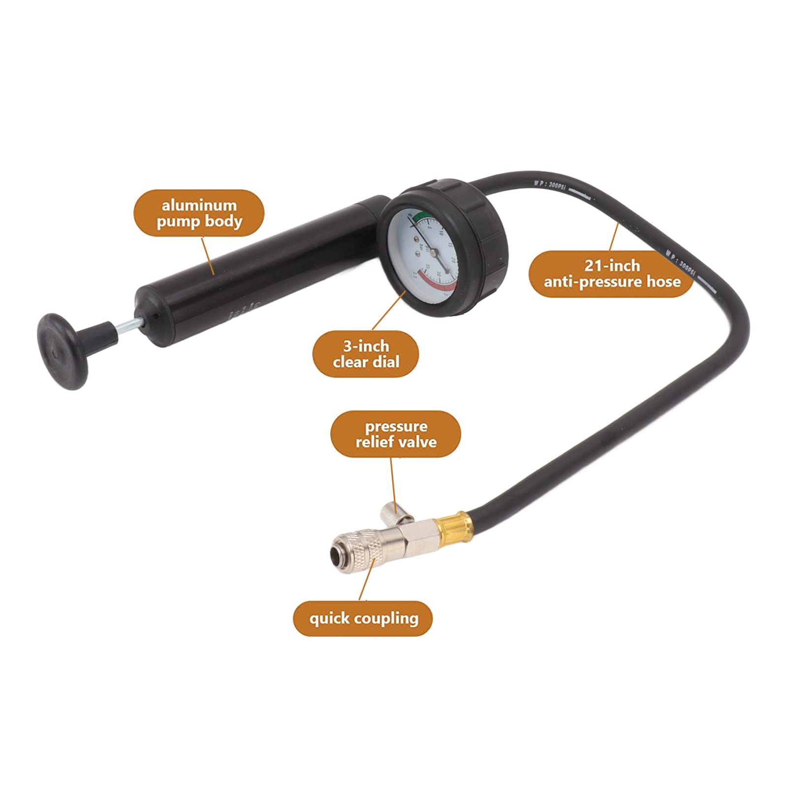 Kit de comprobador de presión del radiador, comprobador de presión del Sistema de refrigeración fácil de Transportar para SAAB