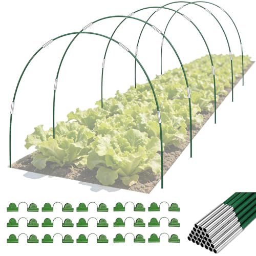 Nsitehalo 25pcs Garden Hoops for Raised Beds Rust-Free Fiberglass Greenhouse Hoops Grow Tunnel with Clips Support Hoop House Frame for Garden Netting & Fabric Row Cover Plant Stakes for Vegetables