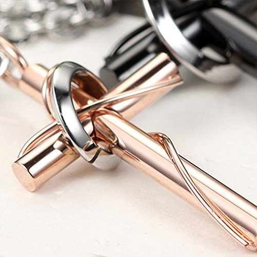 OIDEA Couples Lingering Cross Pendant Necklace: Mens Womens Stainless Steel Matching Necklace for Couples Jewelry Gift2