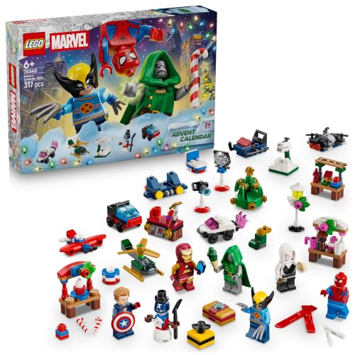 LEGO | Marvel Advent Calendar 2026 - Christmas Countdown Toy for 6+ Year Old Boys - 24 Superhero Surprises incl. 6 Minifigures, Plane & Car - Gift Idea for Fans - 76340