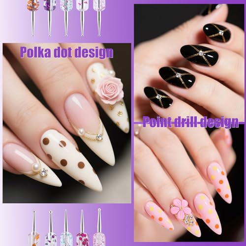 Image of Artdone 10pcs Nail Art Brushes Set, Dotting Tools,Striping Brushes for Long Lines, Thin Details, Sculpting Pattern Tracing Stylus, Ball Embossing Stylu,Fine Drawing Pen For Gel Polish Design Supply