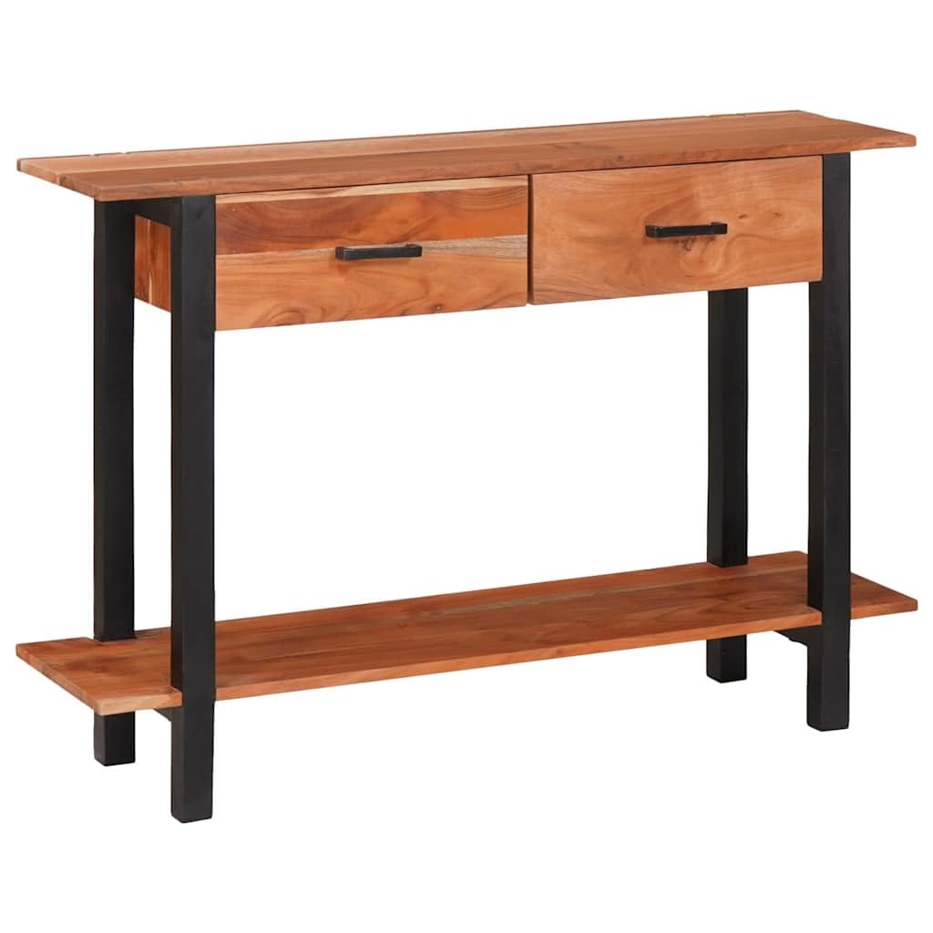 SXZenSpace Console Table Brown Acacia Wood 110 x 30 75 cm, Rustic Hallway Side with Drawer & Shelf, Sturdy Sofa for Living Room, Bedroom or Entryway