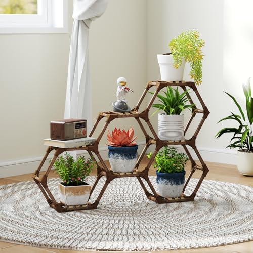 Tikea Plant Stand Indoor Outdoor Hexagonal Corner Plant Stand for