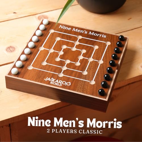 Nine Mens Morris juego de mesa clásico de madera miniatura 5