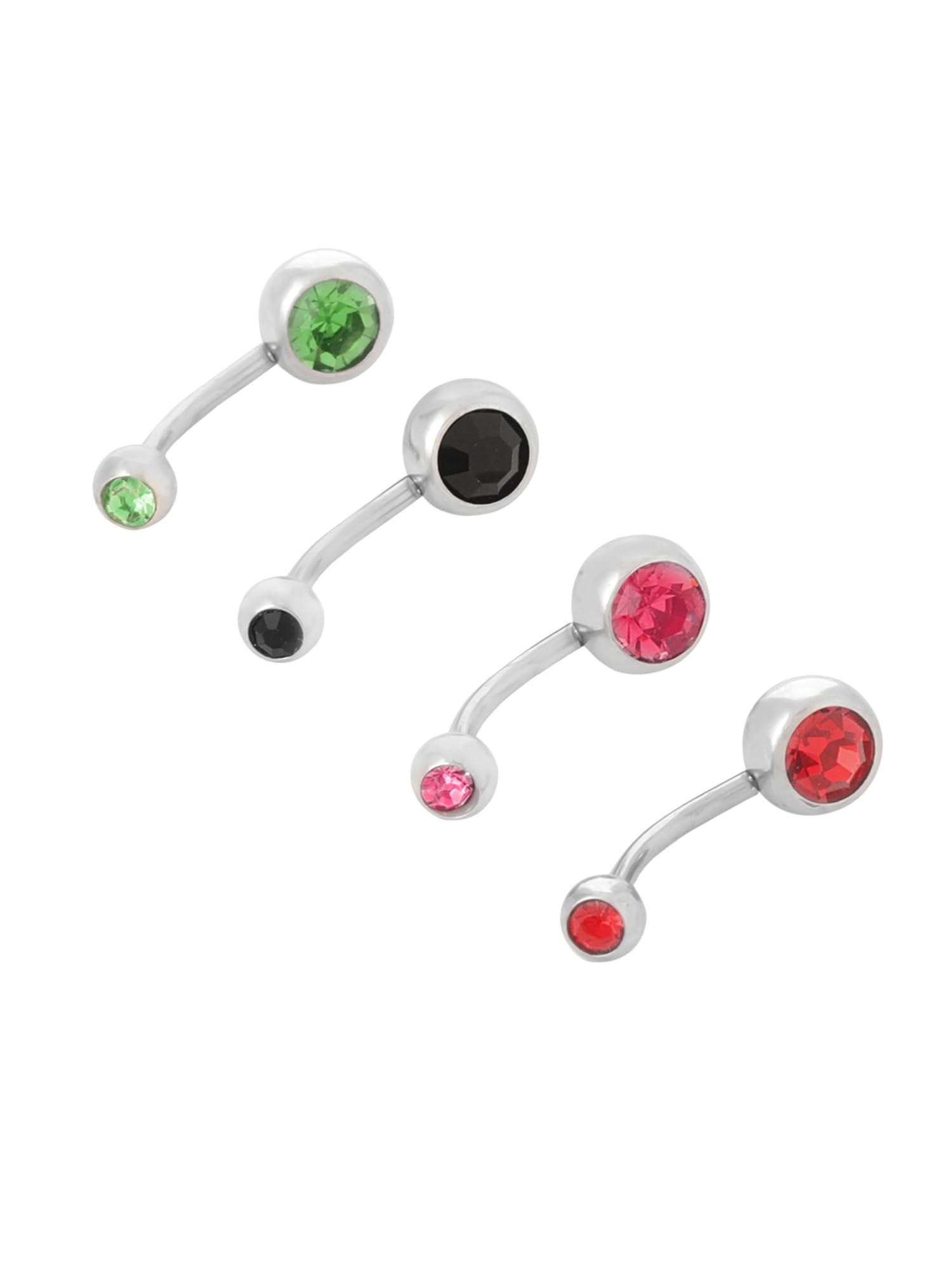 Earrings for Women and Girls | Fashion Belly Button Rings Multicolor Stone | Silver Tone Boby Piercing Jewellery | Western Stainless Steel Studs | Accessories Jewellery for Women | Birthday Gift for Girls and Women Anniversary Gift for Wife