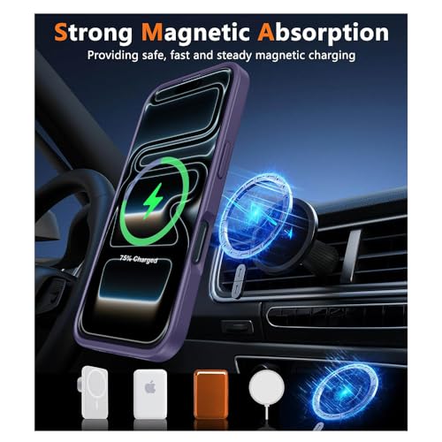 Image of iPhone 17 Pro Magsafe Hard Back Case | Matte Design & 360 Protection | Military-Grade Apple iPhone 17 Pro Cover | Strong Magnet Back - Purple