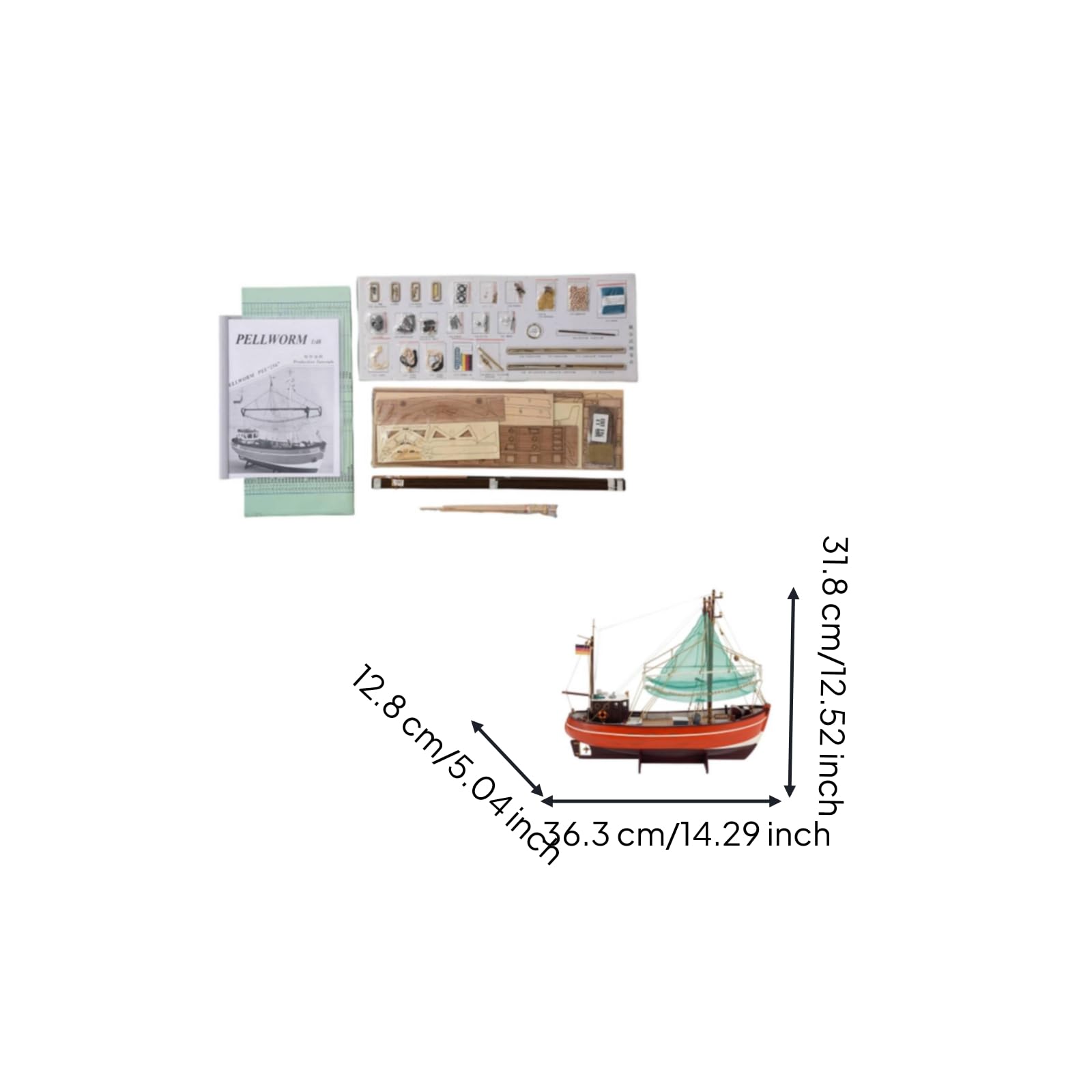 Colcolo Modello Pesca in Legno Kit Assemblaggio Barca PELLWORM 1 48 con Parti Laserate in Faggio Adatto per Appassionati Esposizione Creativo