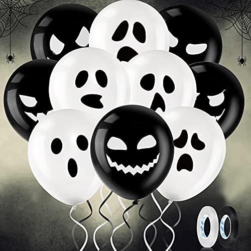 Zomiboo ZOMIBOO-BALLOONS-4 50 Halloween Balloons Decor, Adorable Pumpkin And Spooky Spider Latex Balloons Halloween 1St Birthday Party Little Boo Shower Supplies 12" cover