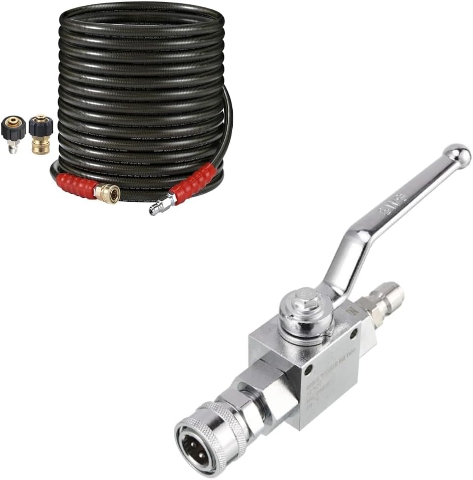 RIDGE WASHER High Pressure Ball Valve Kit for Power Washer Hose;Pressure Washer Hose 50 Feet X 3/8 Inch for Hot and Cold Water