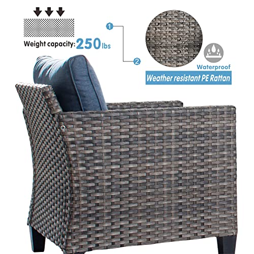 Ovios B09LH6ZK99 Patio Furniture Set 2 Wicker Chairs All Weather Outdoor Single Chairs Patio Dining Chairs Manual Weaving Rattan Sofa thumb #3