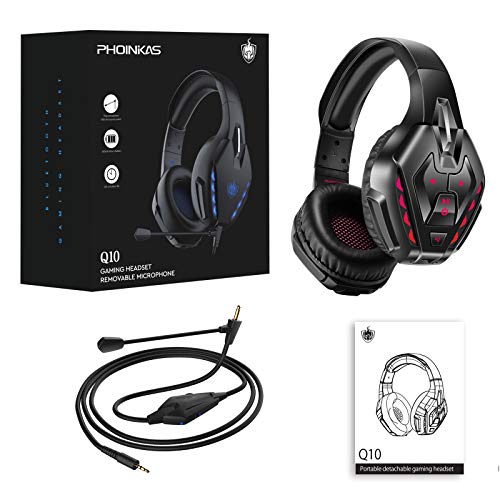 Phoinikas Gaming Headset For Xbox One, Ps5, Pc, Ps4 Headset With 7.1 Stereo Sound, Bluetooth Wireless Headset For Phone, Over Ear Headphones With Noise Cancelling Detachable Mic, Bluetooth Up To 40H #TOP7