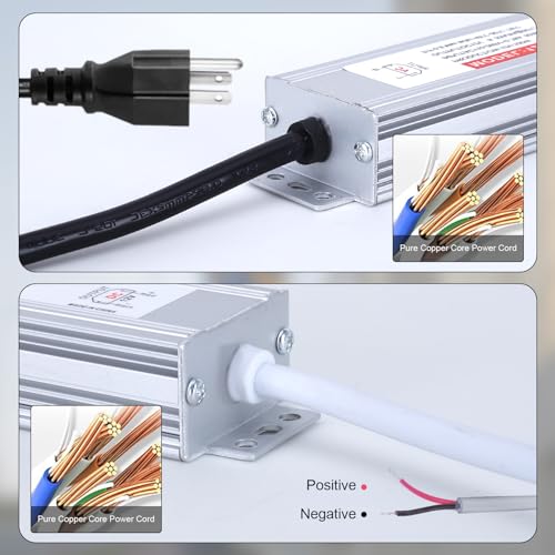 Image of QNNP LED Driver 100 Watts 24V DC with Plug, Waterproof Low Voltage Transformer Power Supply Transformer Adapter AC 85V-265V to 24V DC, IP67 LED Power Supply for Outdoor Indoor Lighting