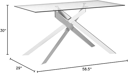 Miniatura 2 de Edwin's Choice Mesa de comedor rectangular de vidrio de 58.5 pulgadas, mesa de vidrio templado y patas tubulares de metal, mesa de estilo moderno
