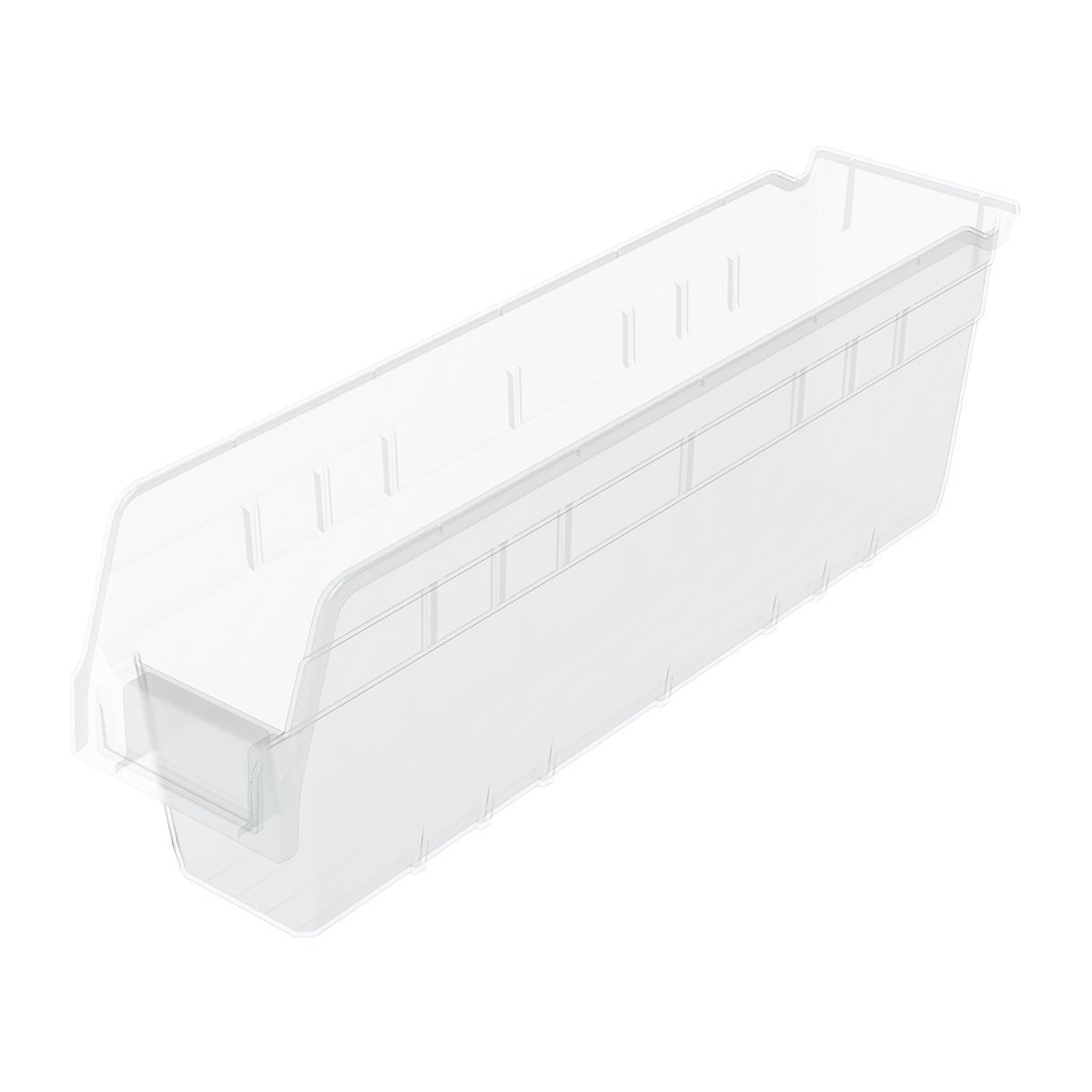 Akro-Mils 30048 Plastic Nesting ShelfMax Storage Bin Box, (18-Inch x 4-Inch x 6-Inch), Clear, (8-Pack)