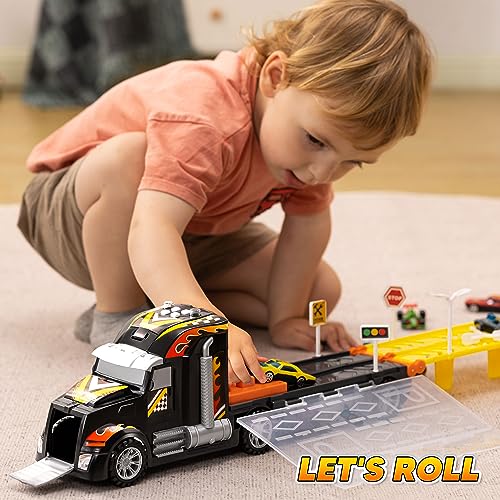 Joyin 15702 Toy Truck For Kids,5-Ft Race Track And 12 Die-Cast Metal Toy Cars thumb #4