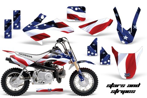 AMR Racing MX Dirt Bike Graphics kit Sticker Decal Compatible with Honda CRF50 2004-2013 - Stars and Stripes