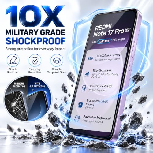 Image of FIRST MART Tempered Glass for Redmi Note 17 Pro, 9H 0.3 mm Full-Glue Screen Protector with Cable Protector, 3D Edge-to-Edge, HD Clear, Case-Friendly, Black, Pack of 1