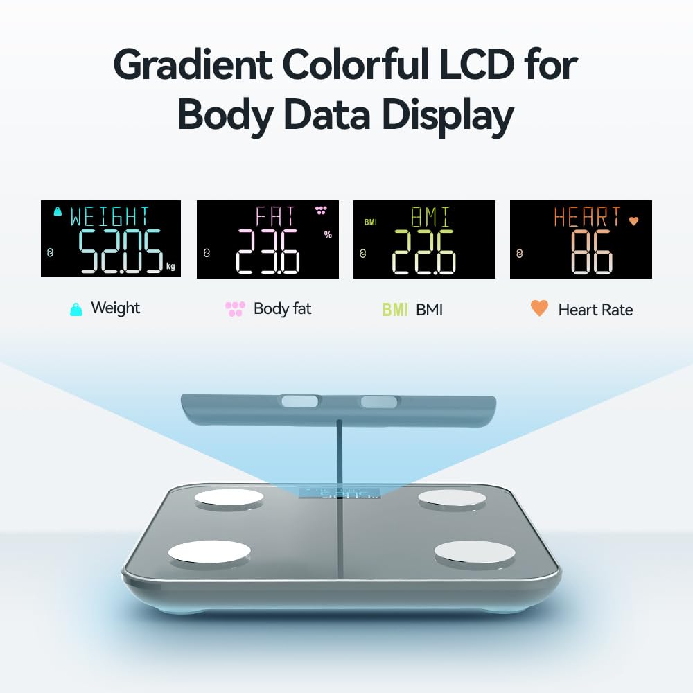 Báscula Persona Balance Conectada Impedancia Con 8 Electrodos Alta Precisión, 29 Datos Corporal Medición BIA de Doble Frecuencia Con APP para Andriod e iOS, Max. 180 kg/400 lb/28