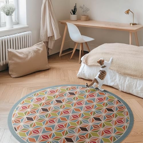 Tapis vinyle résistant à la rayure et entretien facile géométrie pastel
