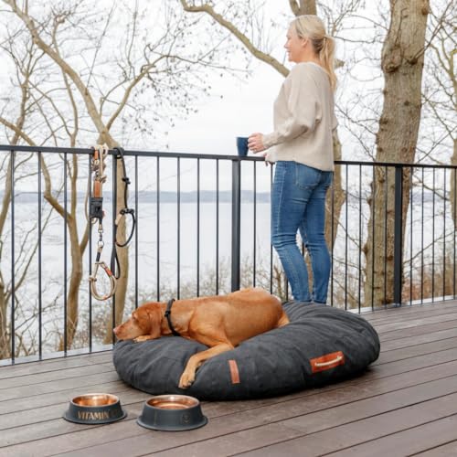 TRIXIE Hundenapf aus Edelstahl BE NORDIC 450 ml schwarz/bronze - moderner Fressnapf für große Hunde ø 19 cm Edelstahlnapf mit rutschfester Gummierung - 24304