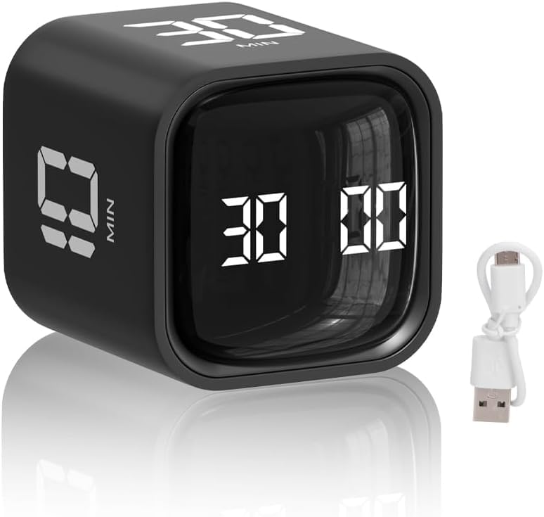 Image of 1Pcs, Digital Cube Pomodoro Timer - Desk Productivity Timer 5 /10 /30 /60 Min & Custom Countdown, Vibration & Adjustable Sound Alarm, Silent Visual for Study, Work, ADHD, Kids, Kitchen
