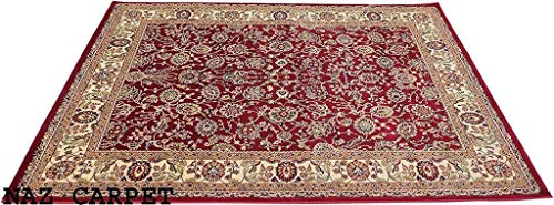 Image of Kashmiri Traditional Woollen Carpet with Advanced 1 Inch Thickness & Classical Look 60x180cm (2x6 Feet) Color Maroon