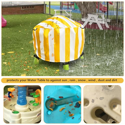 Image of Water Table Cover Spiralin' Seas Waterpark Play Outdoor Sand Water Table Cover 34X34X18 inch-Yellow