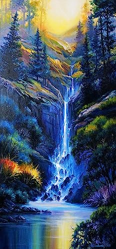 Jethami Diamond Painting Kits for Adults, 5D DIY Large Size Waterfall Mountains Landscape Diamond Painting, Big Diamond Art Kits Round Dimond Dots Paint with Diamonds for Beginners 31.5 x 15.7 in