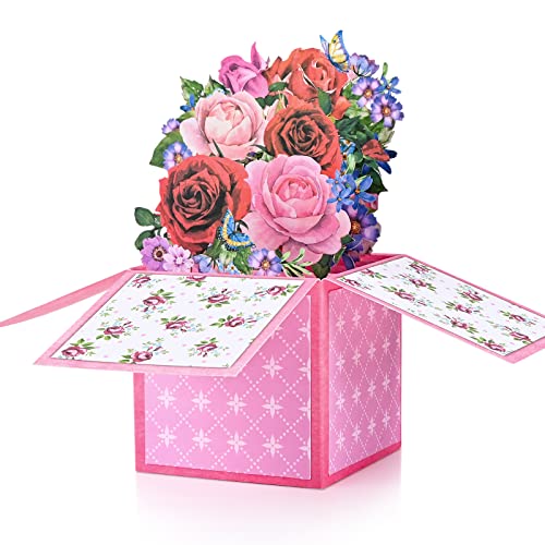 Popgiftu Carte de vœux pop-up en forme de bouquet 3D pour la Saint-Valentin, un anniversaire, la fête des mères, des remerciements, pour maman, carte d'amour, toutes les occasions Cover