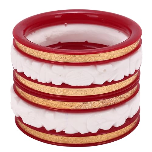 Generic Handcrafted Micro Gold Plated Pola with Conch Shell Bangles Original Shakha Pola Bangle Set of 6 Gift For Her Women Jewelry Indian Bangle Bracelets Kangan2