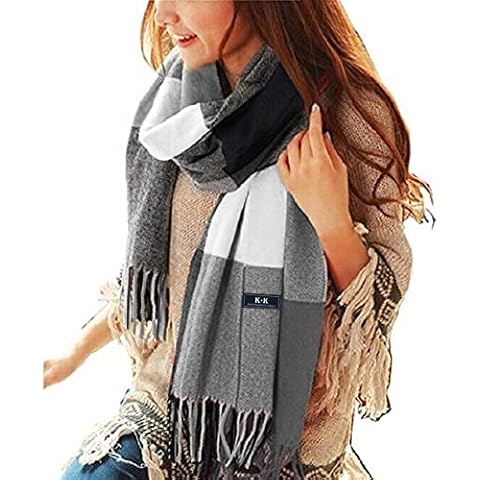 Winter Tartan Scarf - Women Long Plaid Scarves Warm Wool British Style Spinning Tassel Shawl Stole For Women Ladies Cover