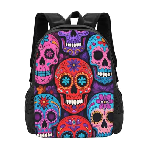 Colorful Skull Laptop Backpack Fits 15 Inch Laptop Hiking Backpack Backpacks For Computer